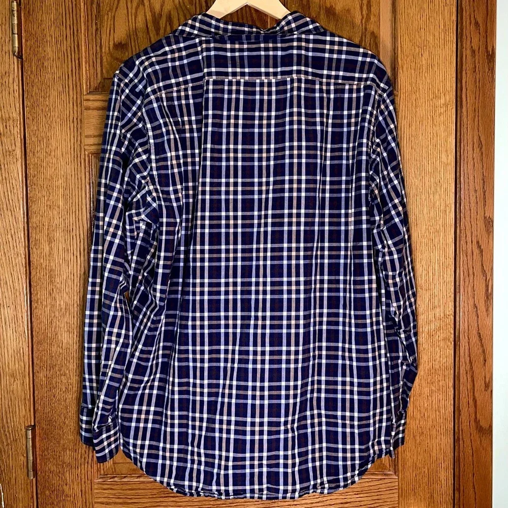 Banana Republic | Blue Plaid Soft Wash Standard Fit Button-Up Shirt | XL